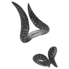 Oro de 18 quilates Monan Maléfica 3,46 Quilates Diamante Negro Dos Anillos