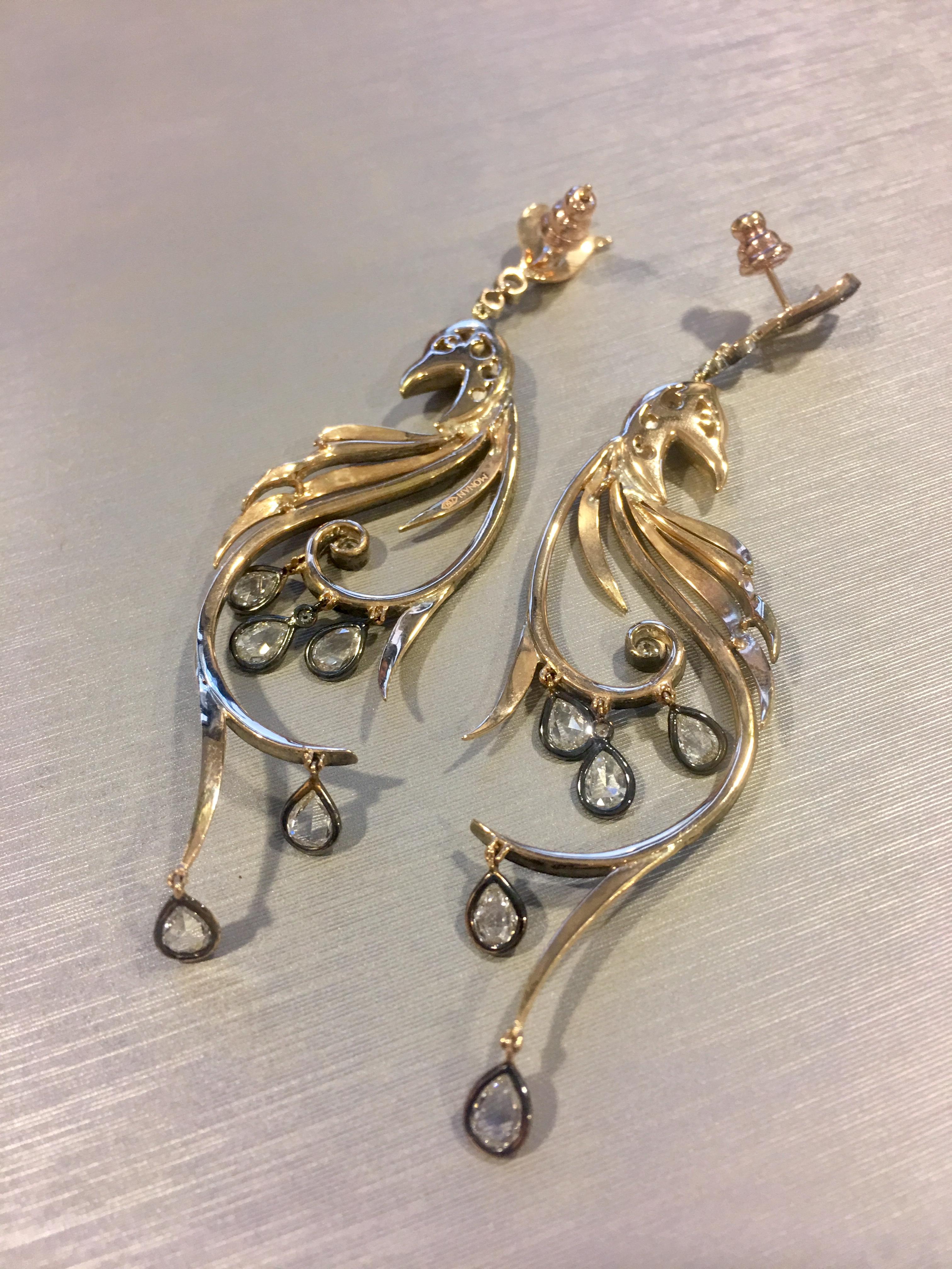 peacock earrings gold