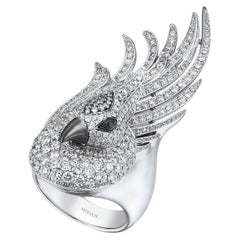 18 Karat Gold Monan Peacock Ring Set with 3.84 Carat of Diamonds