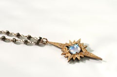 18 Karat Gold Moonstone and Diamond Star Pendant Suneera