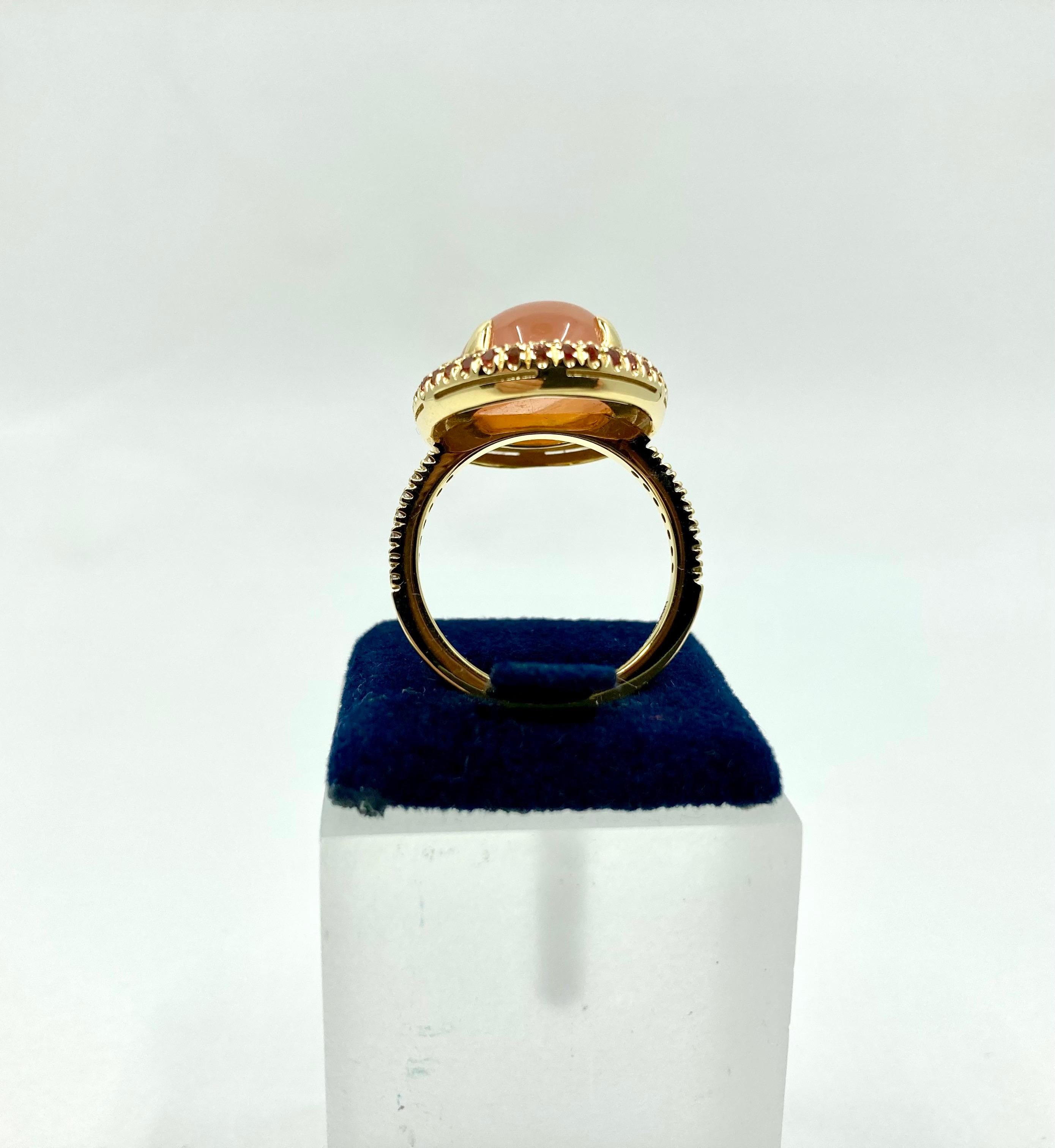 18 Karat Gold Moonstone, Sapphires and Diamonds Italian Ring For Sale 1