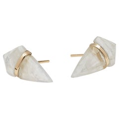18 Karat Gold Moonstone Stud Earrings