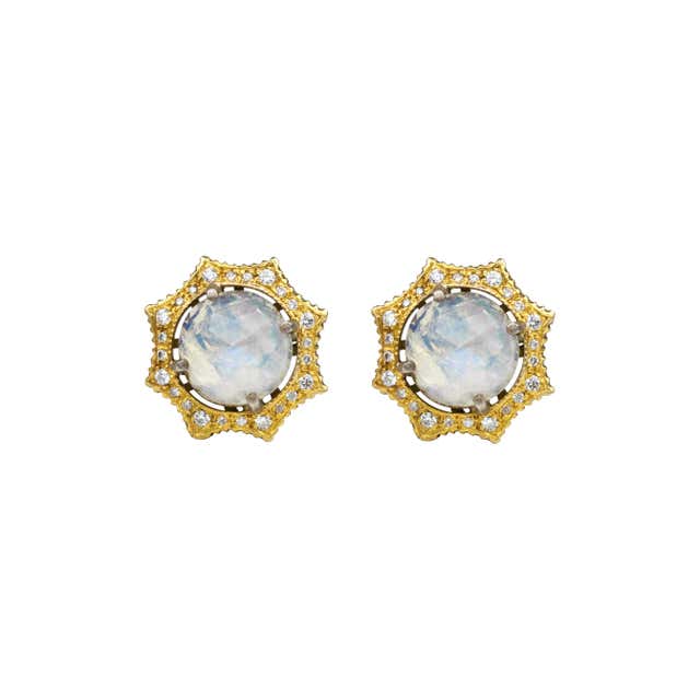 Gold moonstone stud earrings Clearance