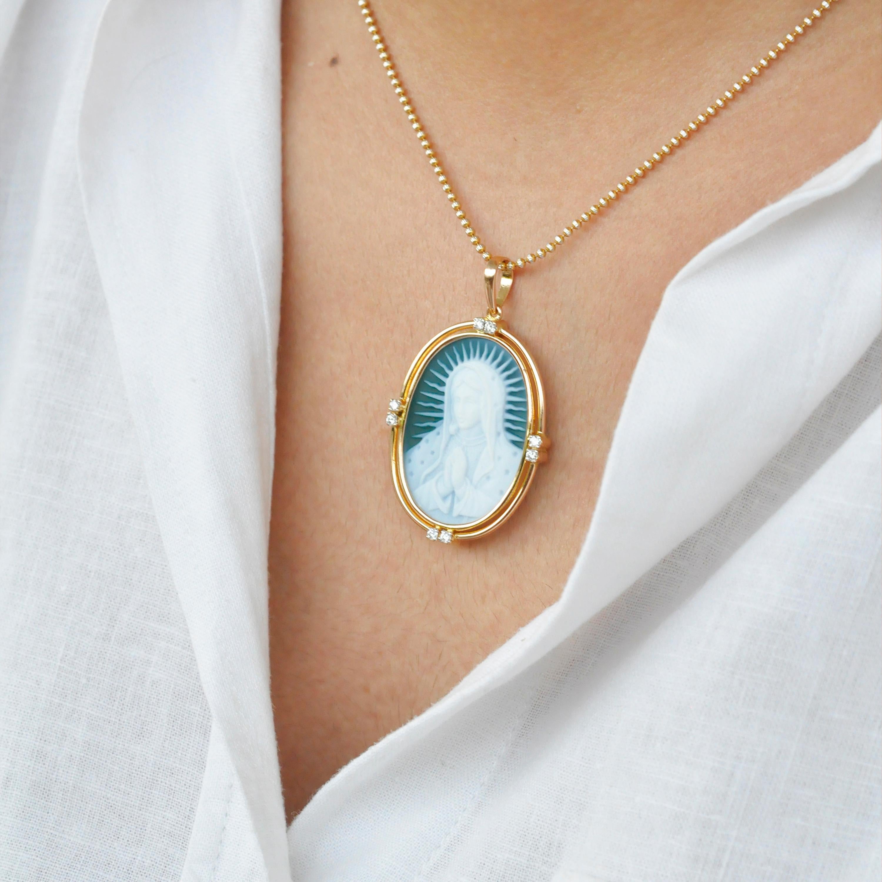 virgin mary pendant with diamonds