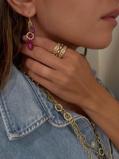 Faye Kim 18 Karat Gold Multi Loop Mini Ruby Briolette Earrings