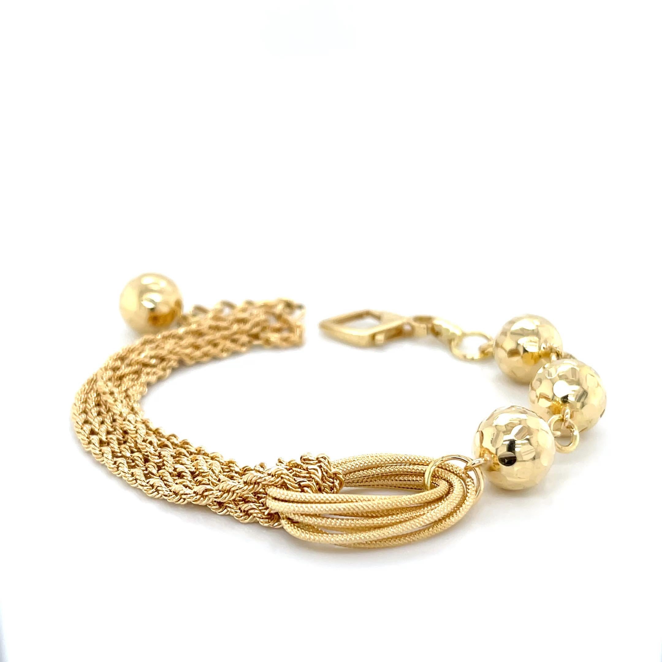 Modernist 18 Karat Gold Multi-Strand Beaded Chain Bracelet For Sale
