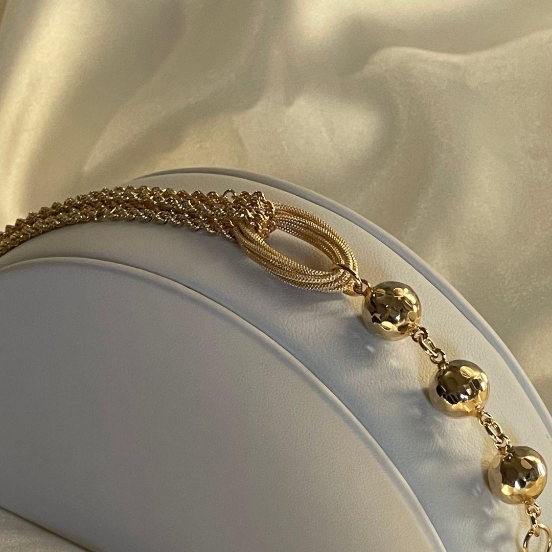 18 Karat Gold Multi-Strand Beaded Chain Bracelet For Sale 2