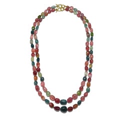 Faye Kim 18 Karat Gold Multicolored Tourmaline Nugget Necklace