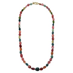 18 Karat Gold Multicolored Tourmaline Nugget Necklace