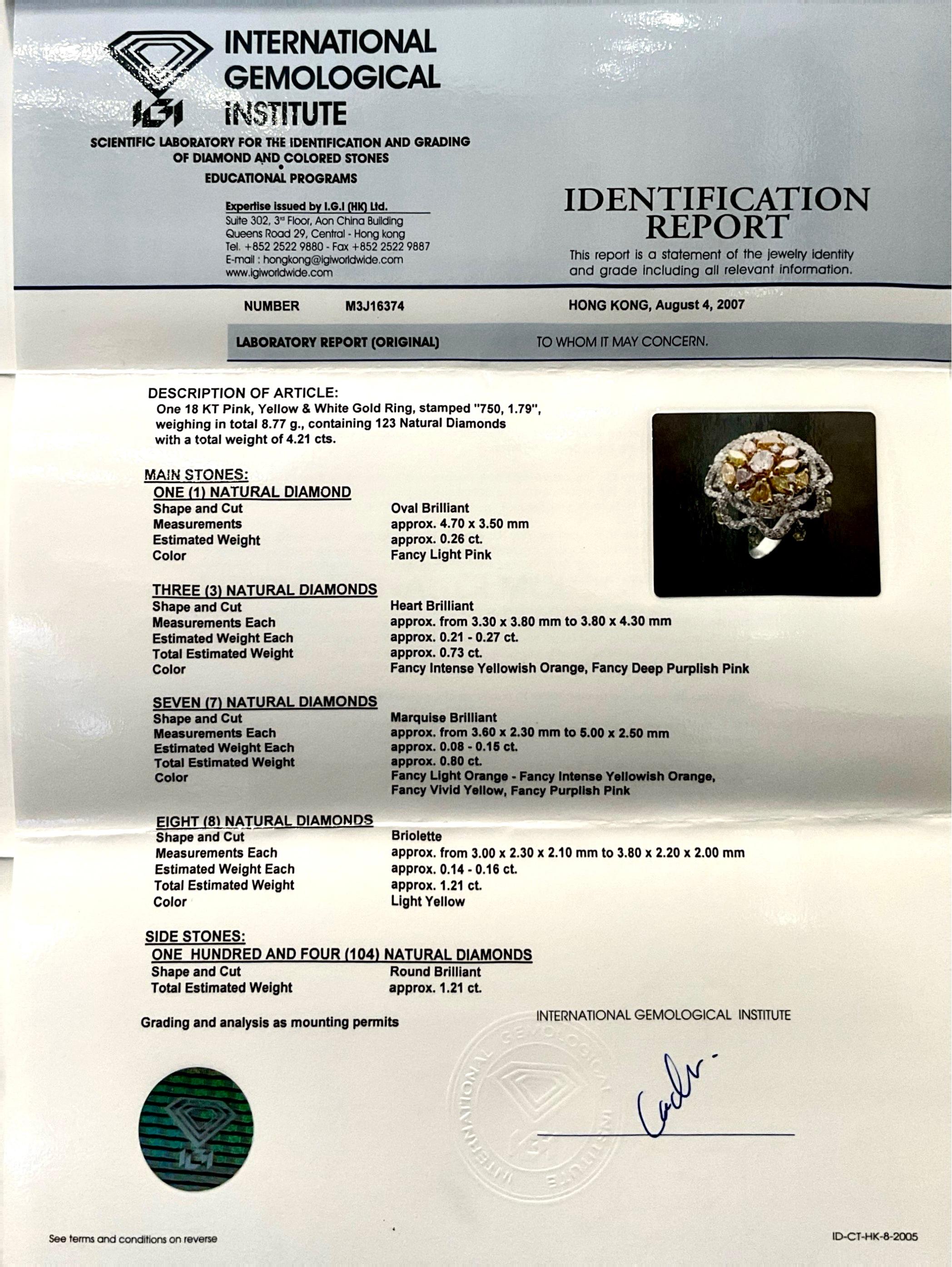 Diamantring aus 18 Karat Gold mit natürlicher Farbe im Angebot 1