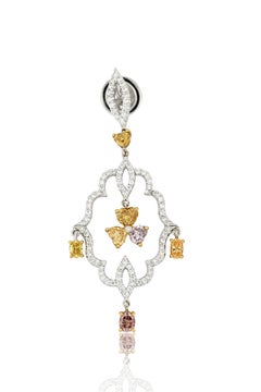 18 Karat Gold Natural Colored Diamond Earrings