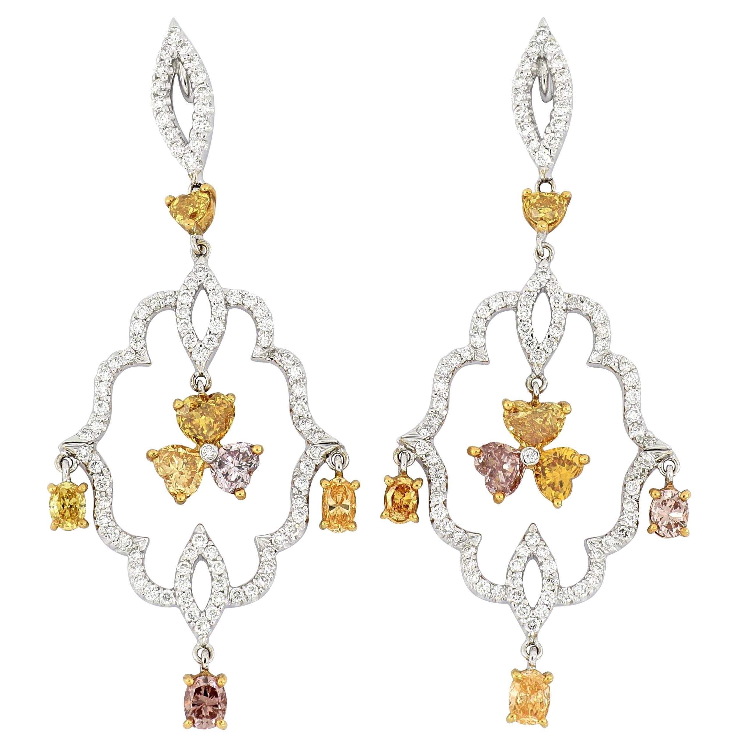 18 Karat Gold Natural Colored Diamond Earrings