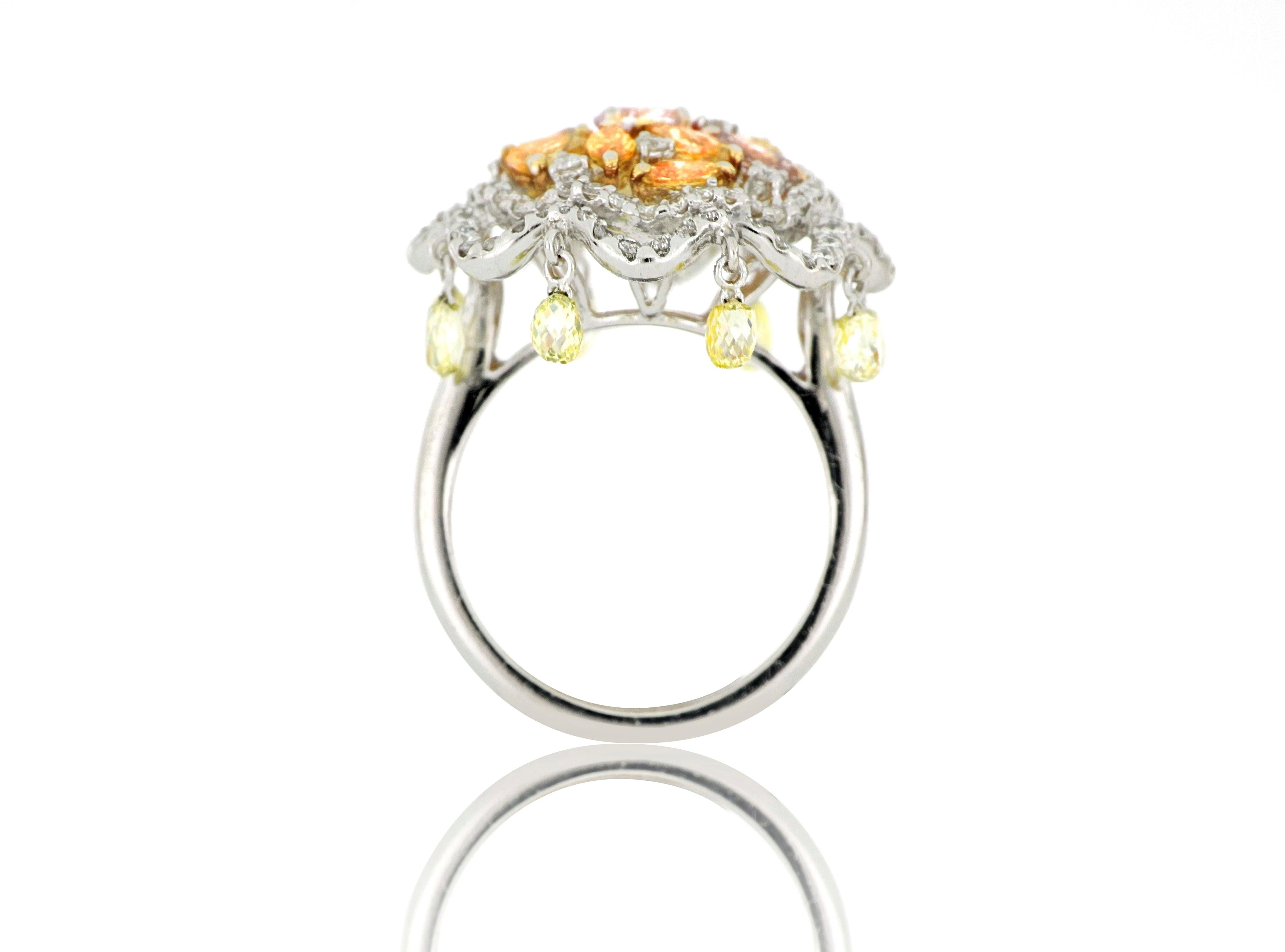 Diamantring aus 18 Karat Gold mit natürlicher Farbe (Brillantschliff) im Angebot