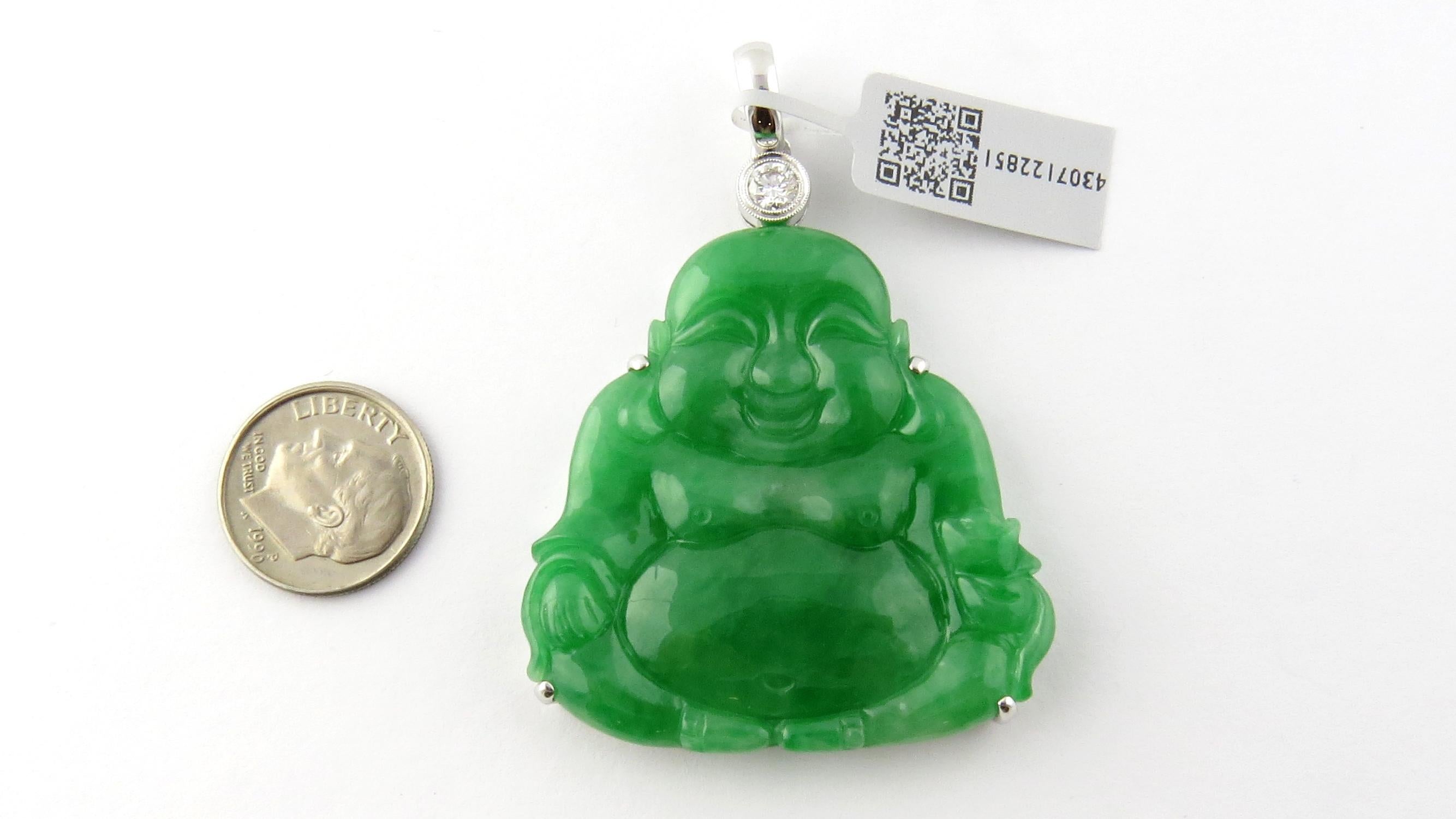 18 Karat Gold Natural Jade and Diamond Buddha Pendant 75.94 Carat 1