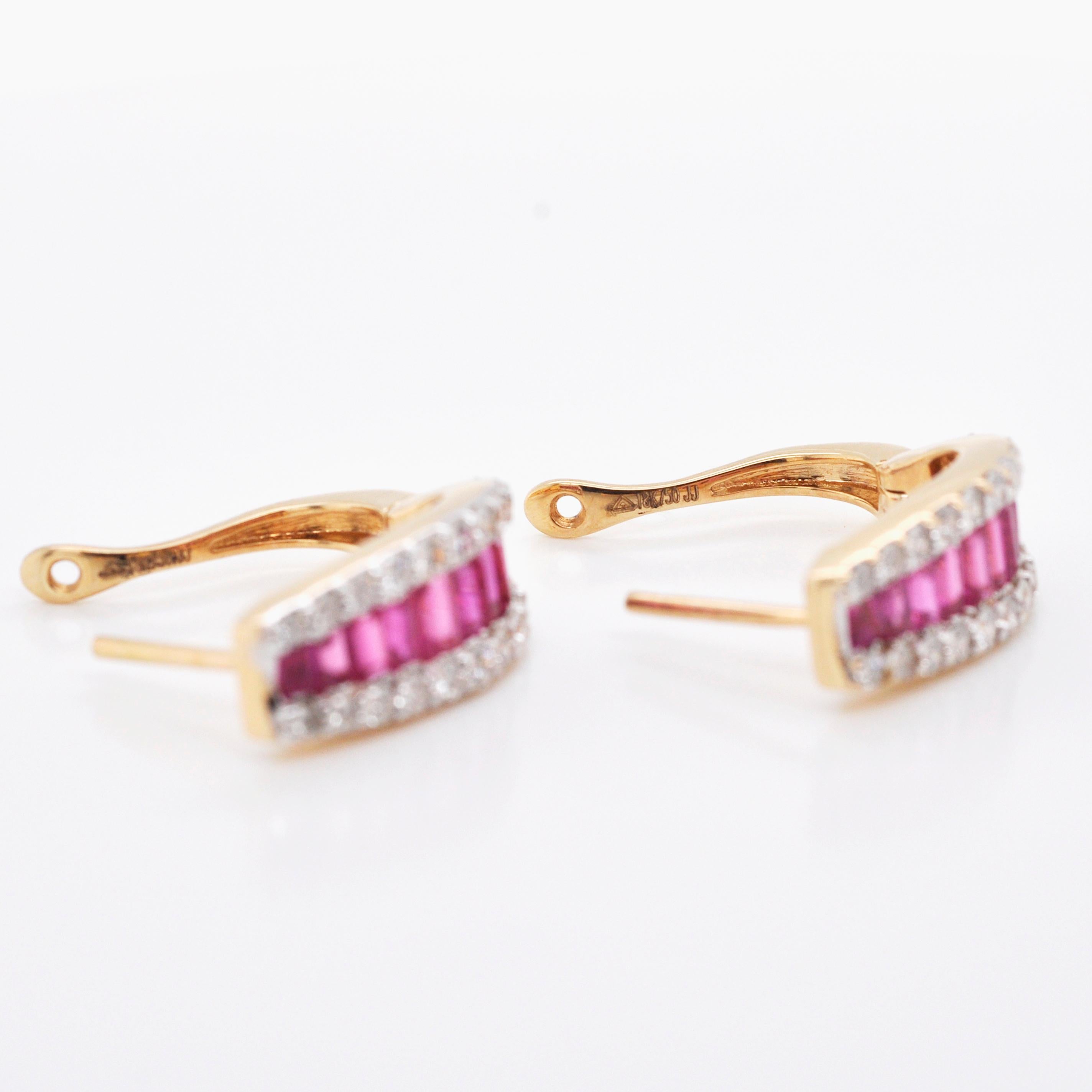 Oro de 18 Kilates Rubí Natural Diamante Huggies Colgante Collar Pendientes Anillo Set en venta 6