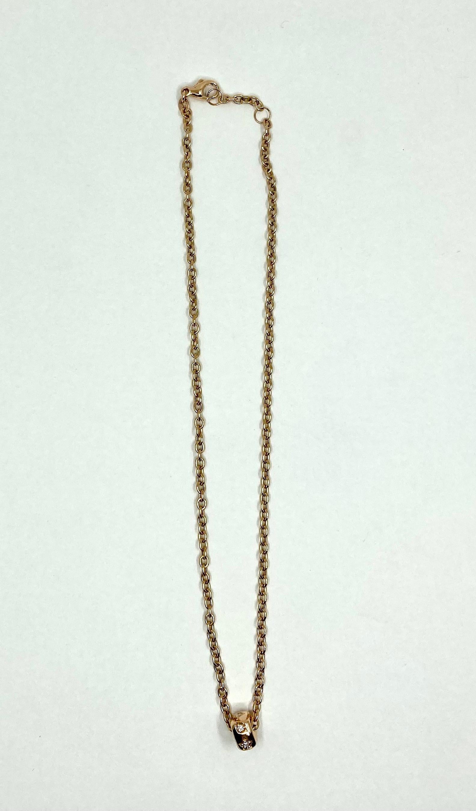 Brilliant Cut 18 Karat Gold Italian Necklace, with Diamonds For Sale