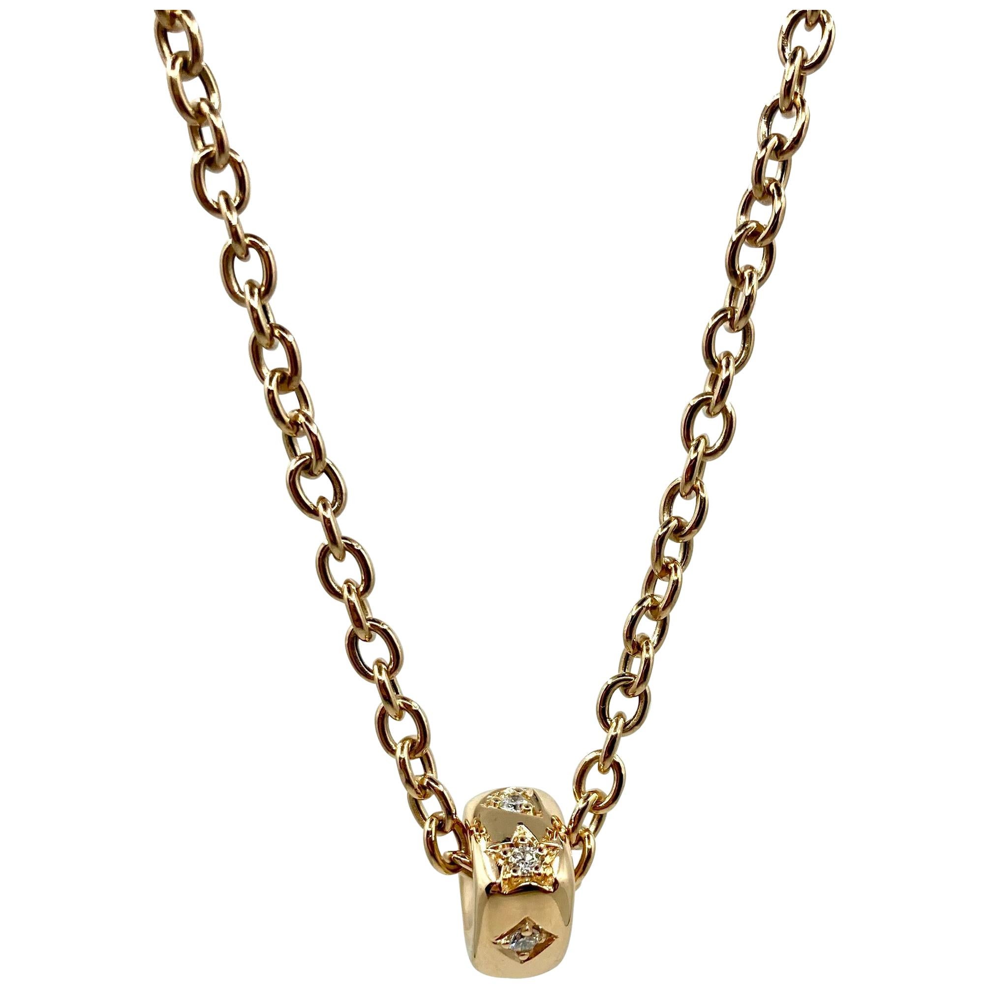 18 Karat Gold Italian Necklace, with Diamonds For Sale