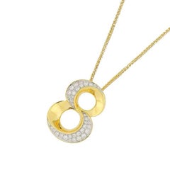 18 Karat Gold Number “8” Diamond Pendant with Necklace