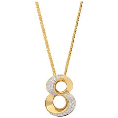 18 Karat Gold Nummer "8" Diamant-Anhänger mit Halskette