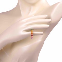 5X3 MM Octagon Rainbow Gemstone Prong Set Eternity Gold Band Pride Ring