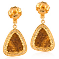 18 Karat Gold Opal-Diamant-Tropfen-Ohrringe