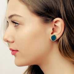 18 Karat Gold Opal Diamond Stud Earrings