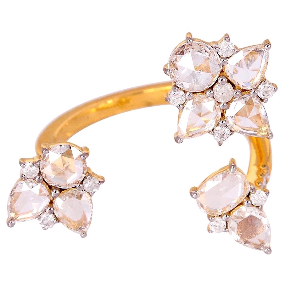 18 Karat Gold Open Rose Cut Diamond Ring