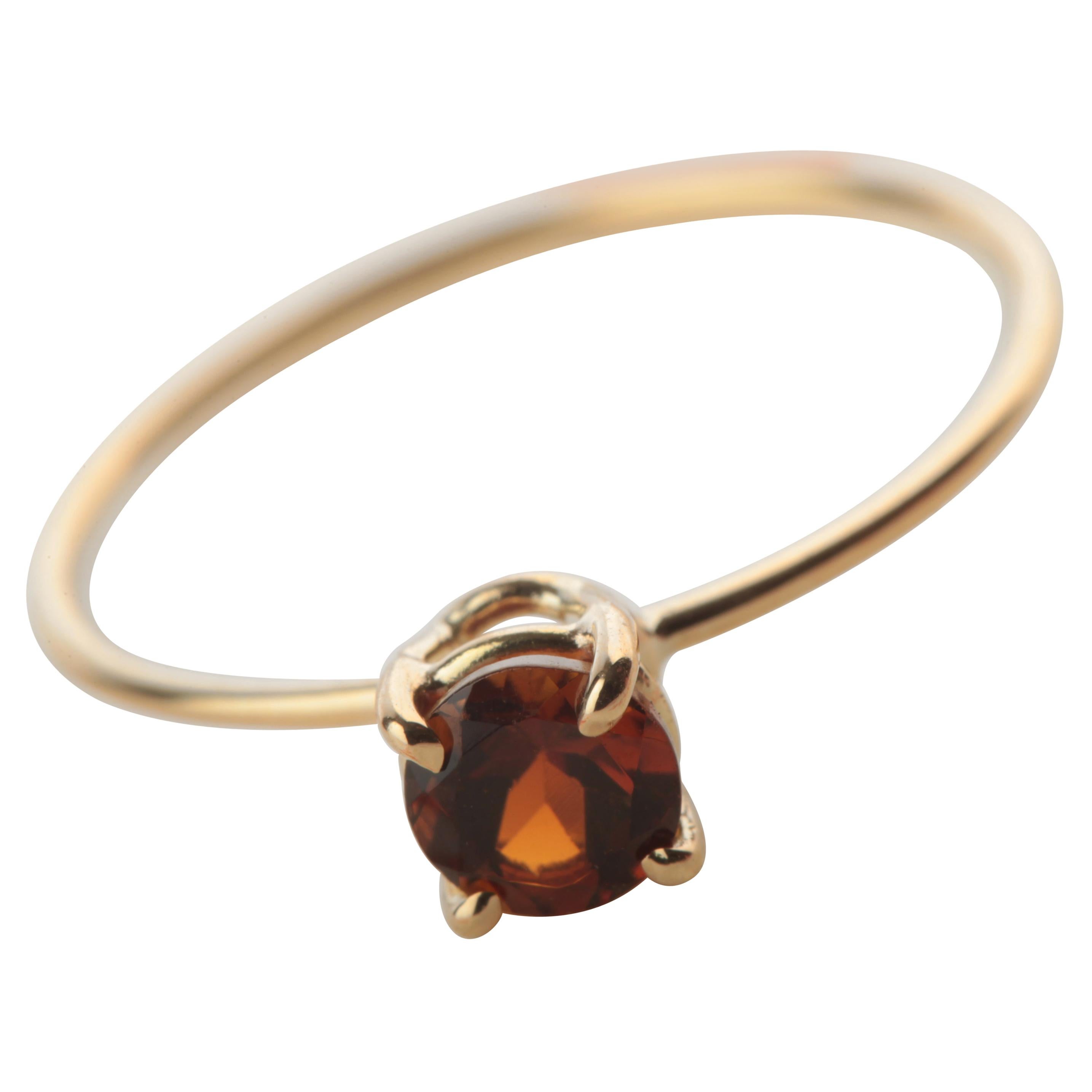 Bague cocktail chic et moderne en or 18 carats avec tourmaline orange, faite à la main
