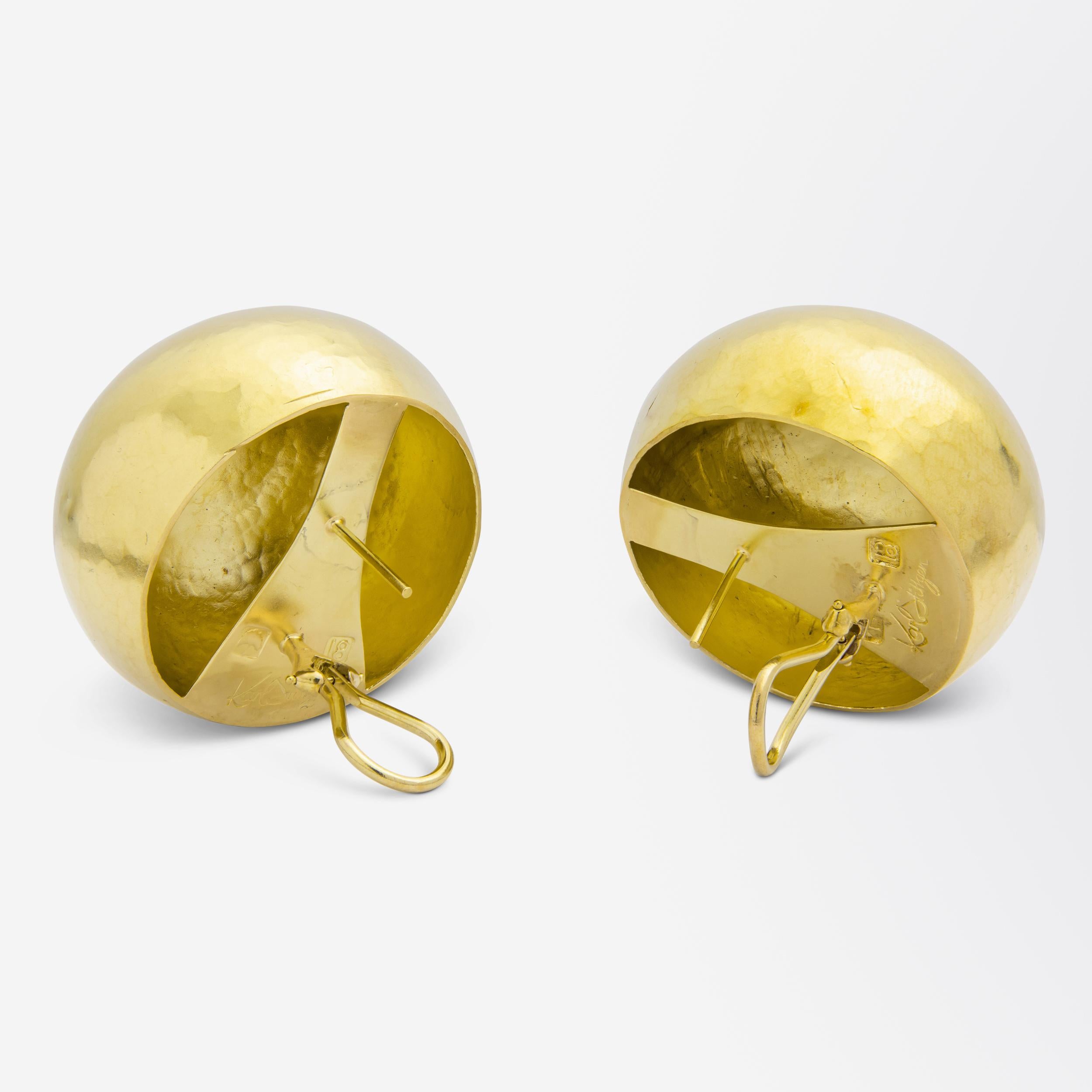Modernist 18 Karat Gold Orb Earrings by Karl Stittgen For Sale