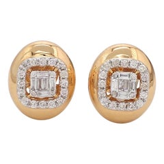 18 Karat Gold Oval Diamond Stud Earrings