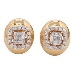 18 Karat Gold Oval Diamond Stud Earrings