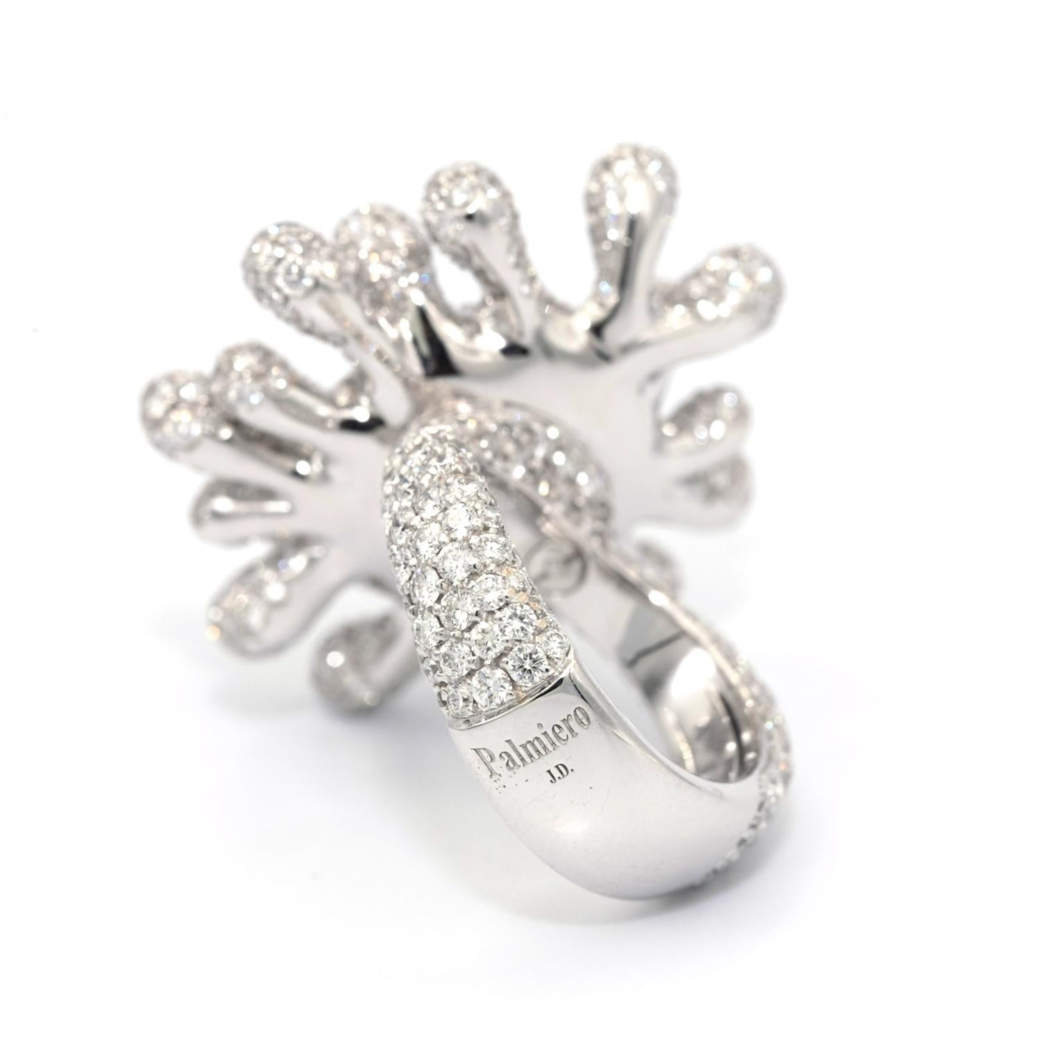 Women's or Men's 18 Karat Gold Palmiero Coral Shaped Diamond Ring For Sale