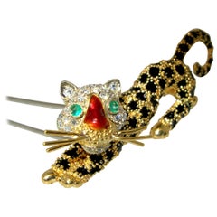 18 Karat Gold Panther Double Clip Brooch