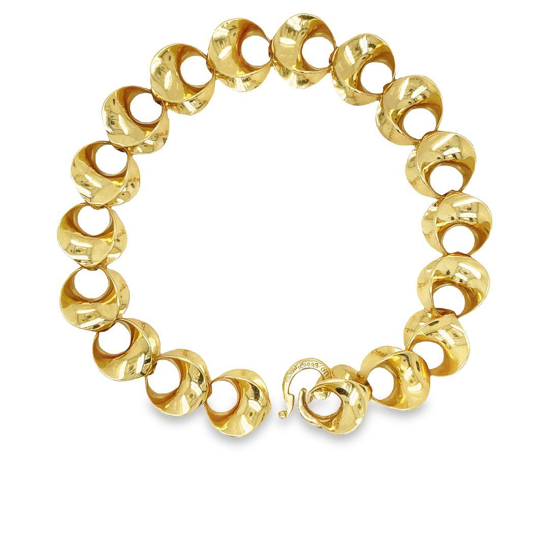 18 Karat Gold Parabolic Bracelet by Award Winning Master Jeweler Sean Gilson In Excellent Condition For Sale In beverly hills, CA
