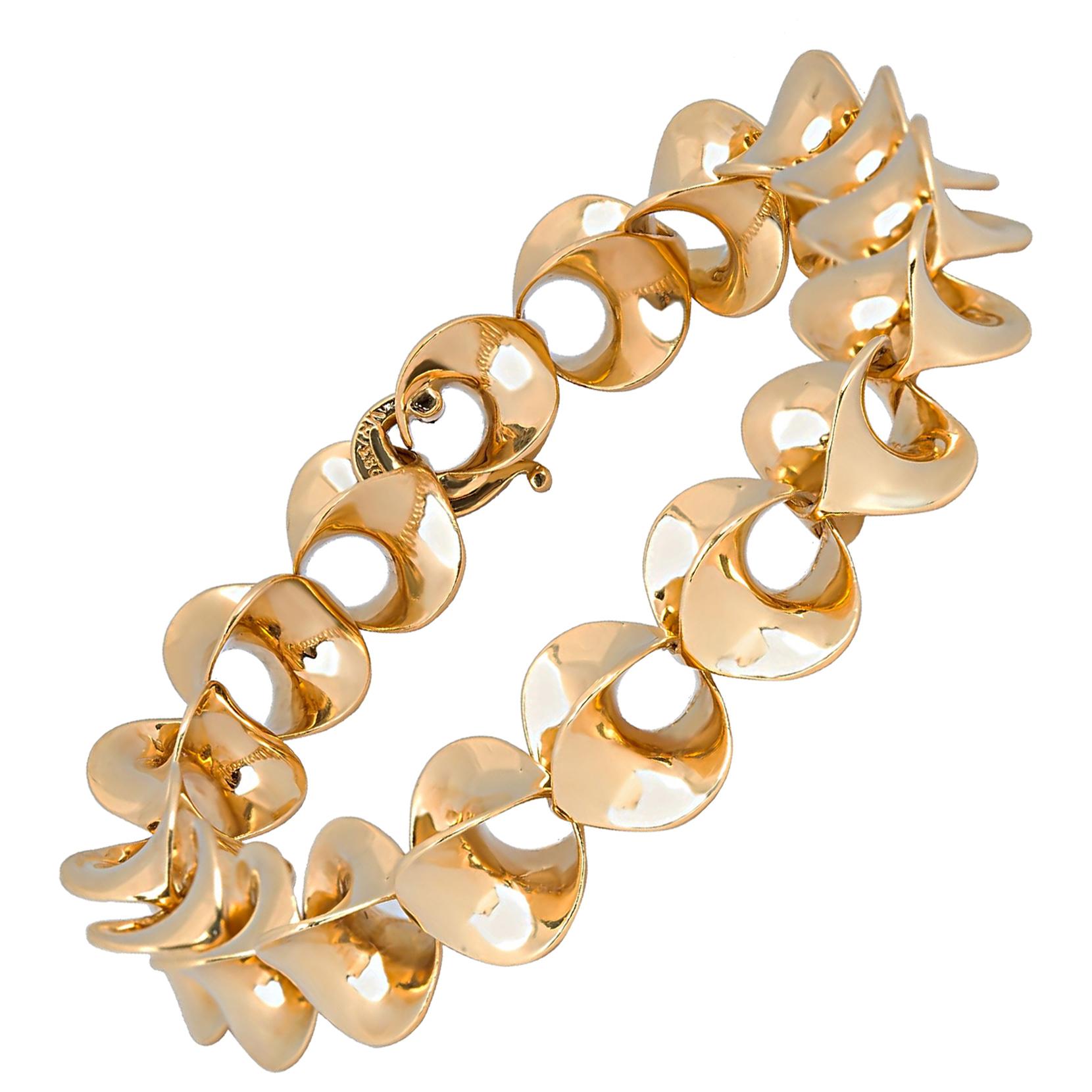 18 Karat Gold Parabolic Bracelet by Award Winning Master Jeweler Sean Gilson For Sale