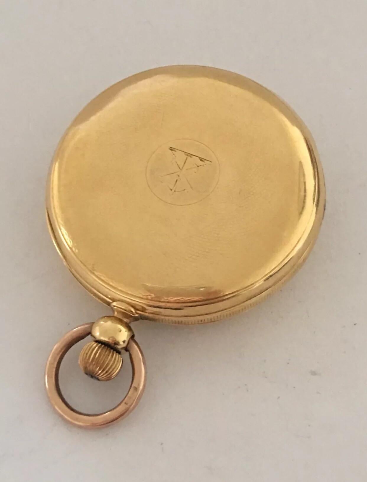 18 Karat Gold Patek, Philippe & Co. Geneve Half Hunter Keyless Pocket Watch For Sale 4