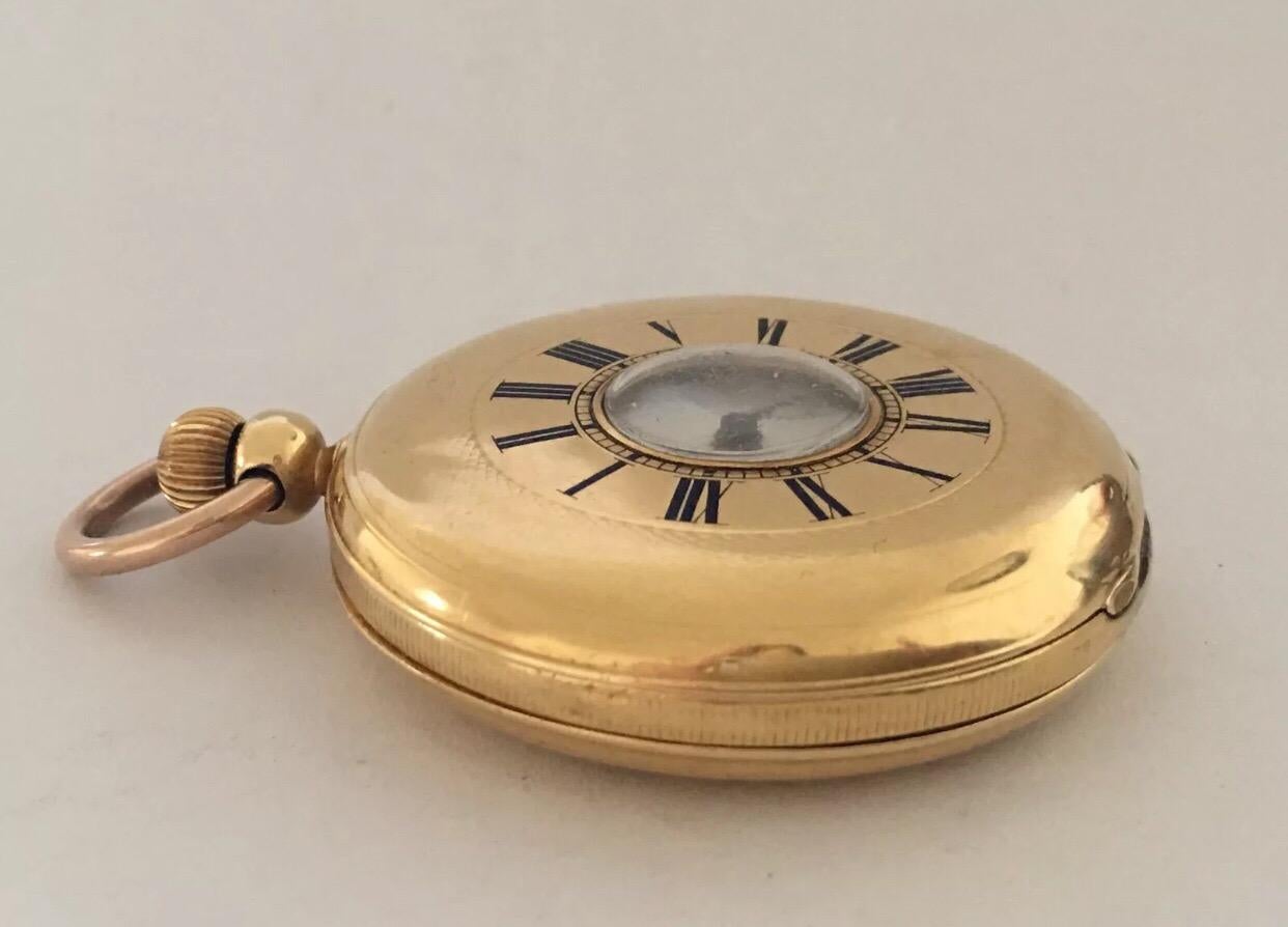 18 Karat Gold Patek, Philippe & Co. Geneve Half Hunter Keyless Pocket Watch For Sale 5