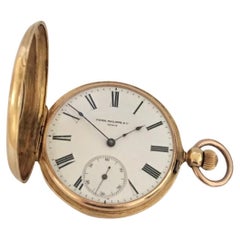 Antique 18 Karat Gold Patek, Philippe & Co. Geneve Half Hunter Keyless Pocket Watch