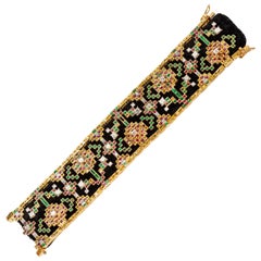 18 Karat Gold Patola Bracelet in Diamonds, Yellow Sapphires, Rubies and Emeralds