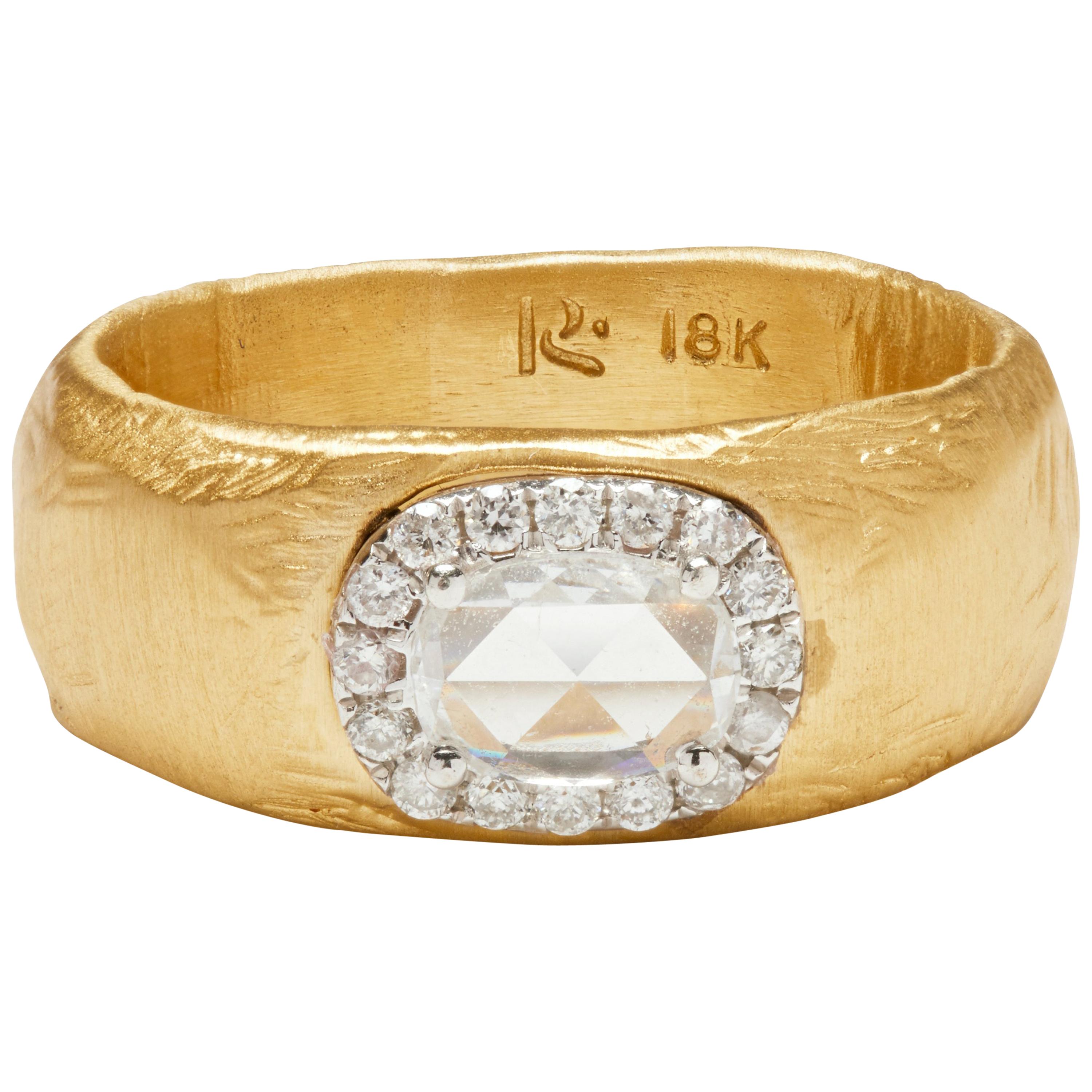 18 Karat Gold Pave Diamond Ring Carat .48