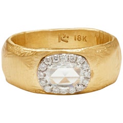 18 Karat Gold Pave Diamond Ring Carat .48