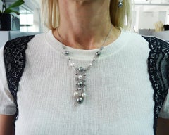 Bulgari 18K White Gold Diamond Pearl Demi-Parure Suite, Italy, 2010s