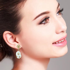 Pearl Diamond 18 Karat Gold Palm Leaf Earrings