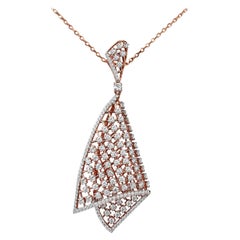 18 Karat Gold Pendant Necklace Rose Gold Diamond Pave Fashion Pendant Necklace