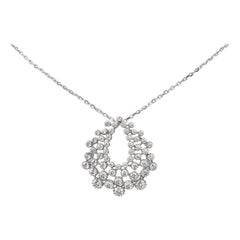 Collier pendentif en or 18 carats Collier pendentif mode en or blanc avec pavé de diamants