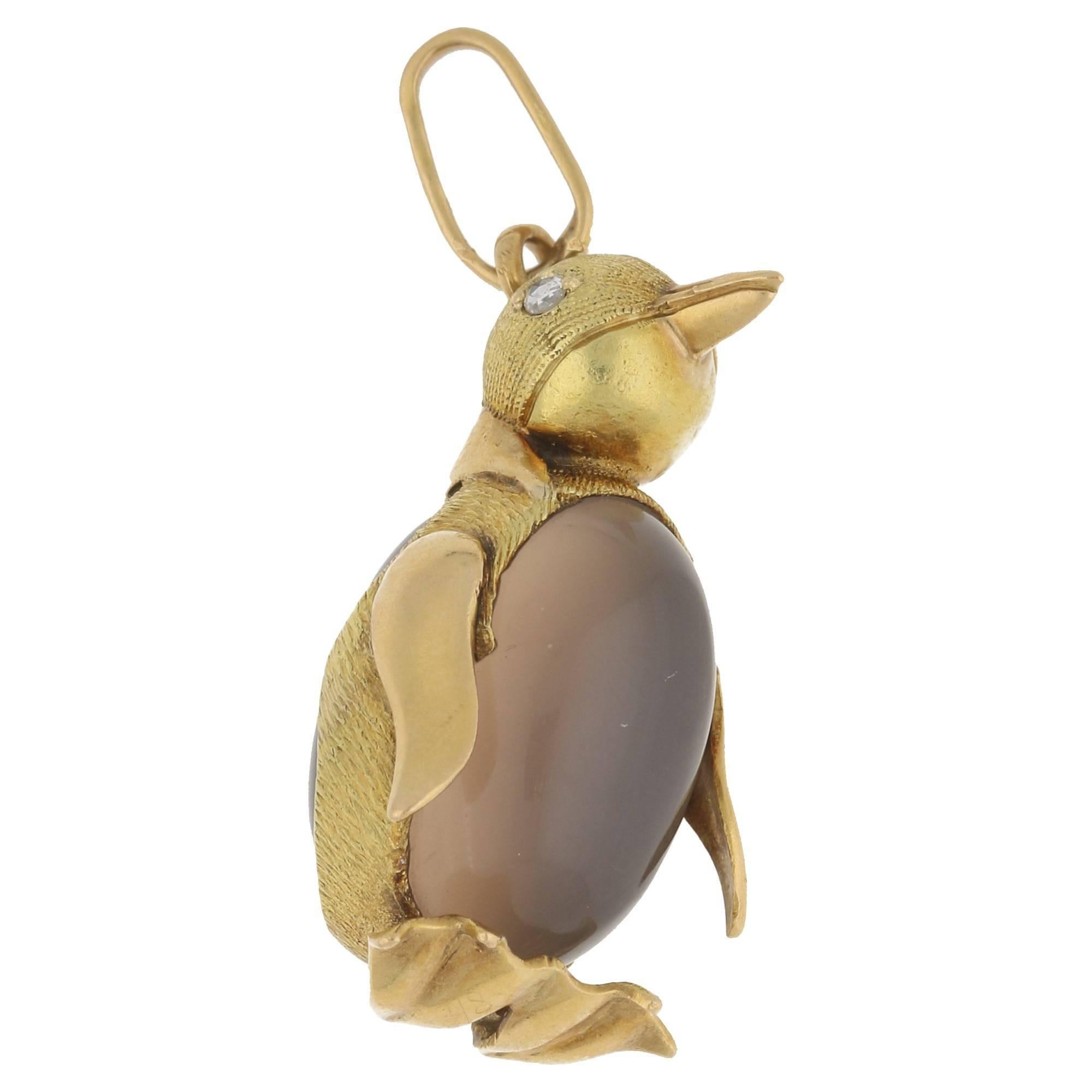 18 Karat Gold Penguin Charm Pendant