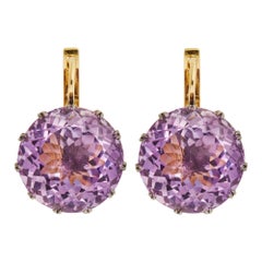 18 Karat Gold & Purple Amethyst Crown Earrings