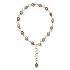 Faye Kim 18 Karat Gold Pink Kasumi Style Freshwater Pearl Necklace