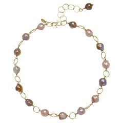 18 Karat Gold Pink Freshwater Pearl Necklace