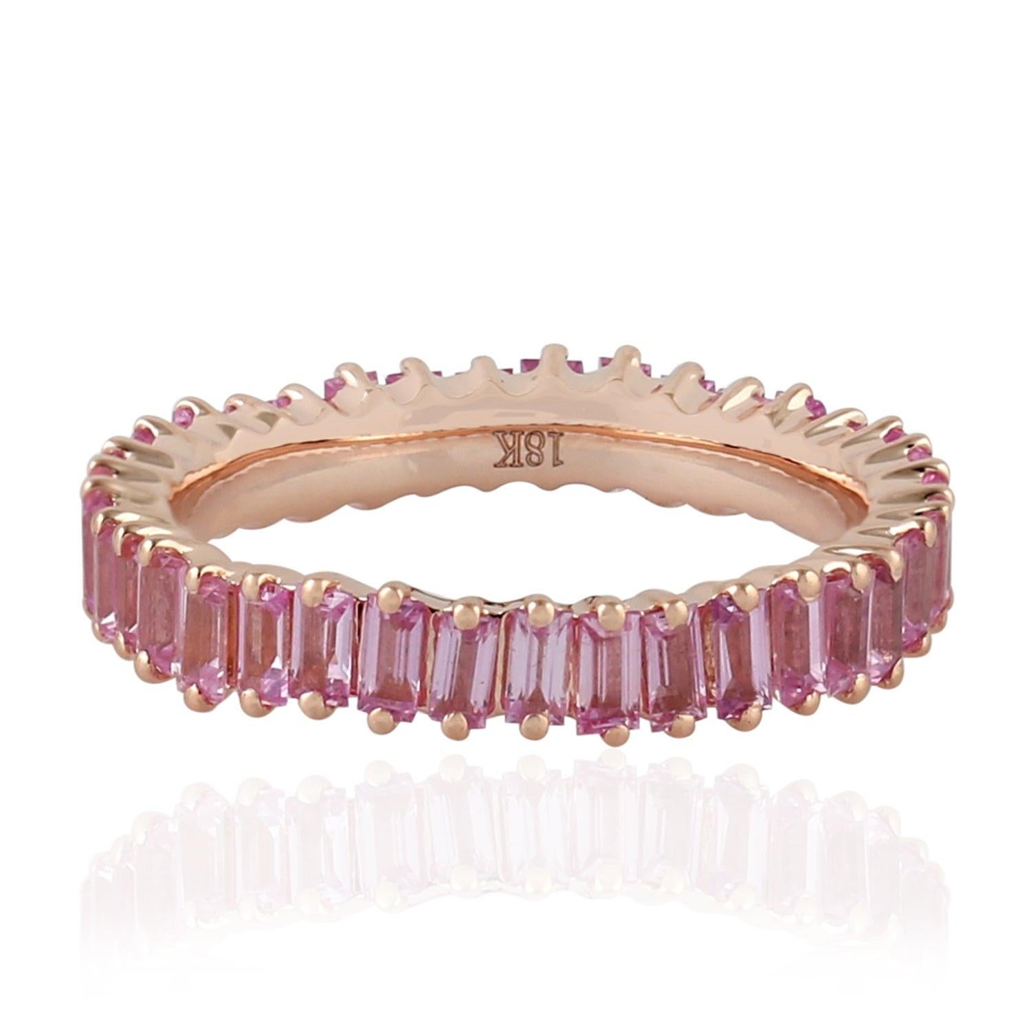 in vendita:  Anello Baguette con zaffiro rosa in oro 18 carati 2